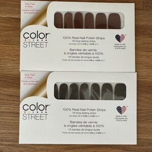 Two sets of Color Street Nails in Merino Mood and Black Sesame